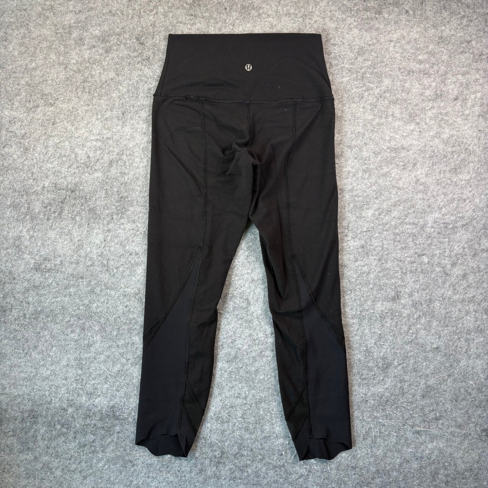 Lululemon High Times Pant Mesh Laser Cut Scallop Hem Leggings Black‎ 7/8 Length